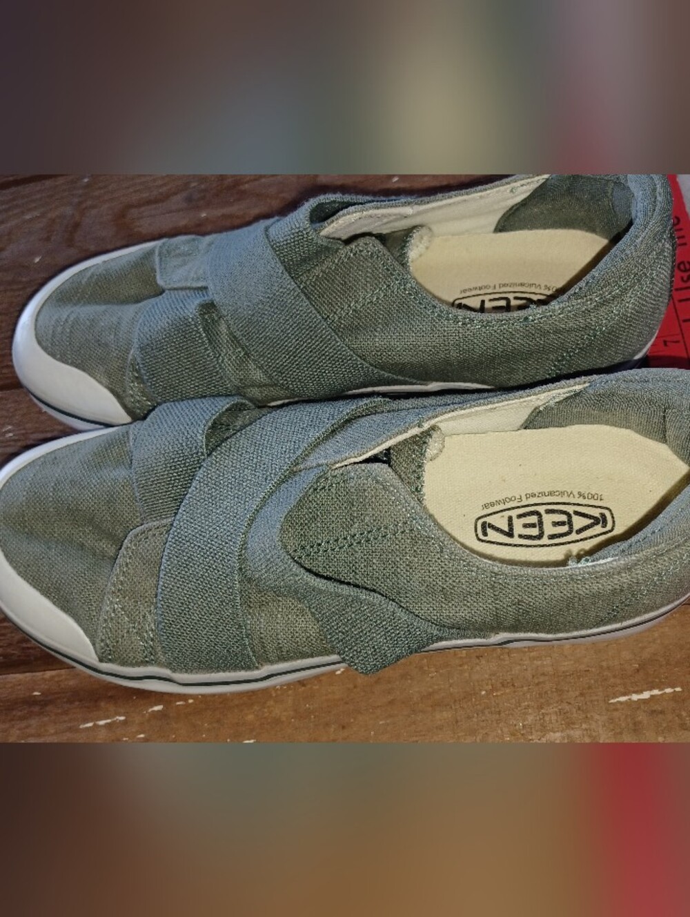 Keen Olive Green Canvas Slip-Ons with White Soles
